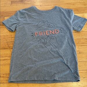 Gray 'FRIEND' Graphic Tee with Pink Accents